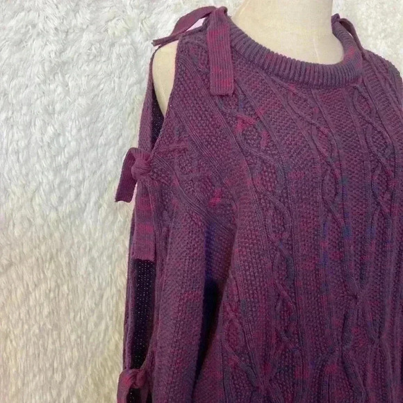 PROJECT NAADAM Cotton Blend Chunky Knit Tie Sleeves Pullover Sweater Top - Picture 5 of 11